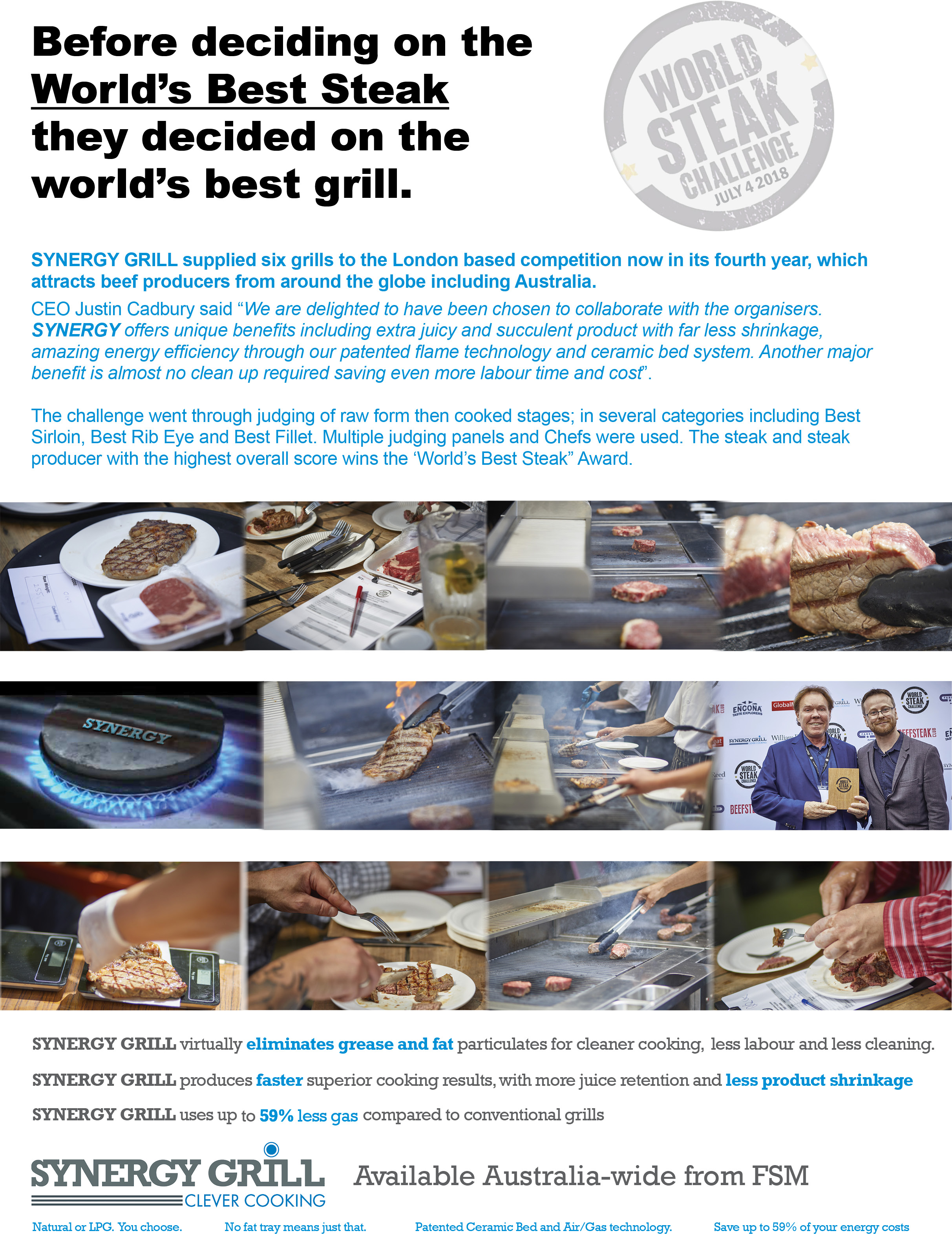 SYNERGY GRILLS USED TO DECIDE THE WINNER OF THE WORLD'S BEST STEAK CHALLENGE 2018